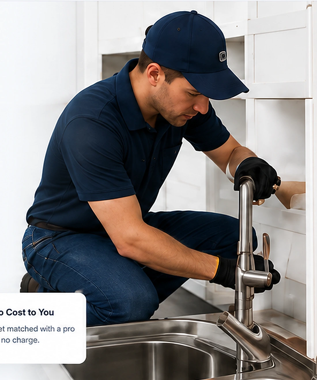Professional plumber working on a residential plumbing repair